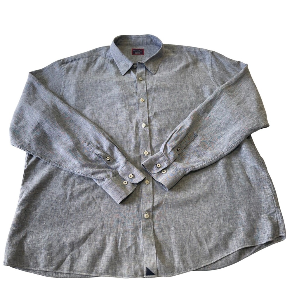 UNTUCKit Mens XXX Large Wrinkle Resistant Linen Button Down Shirt Blue